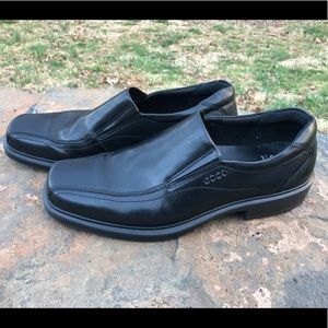 Ecco, black Leather, men’s stylish slip-on, size 44